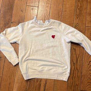 Scotch & Soda White Top with Navy Heart Accents